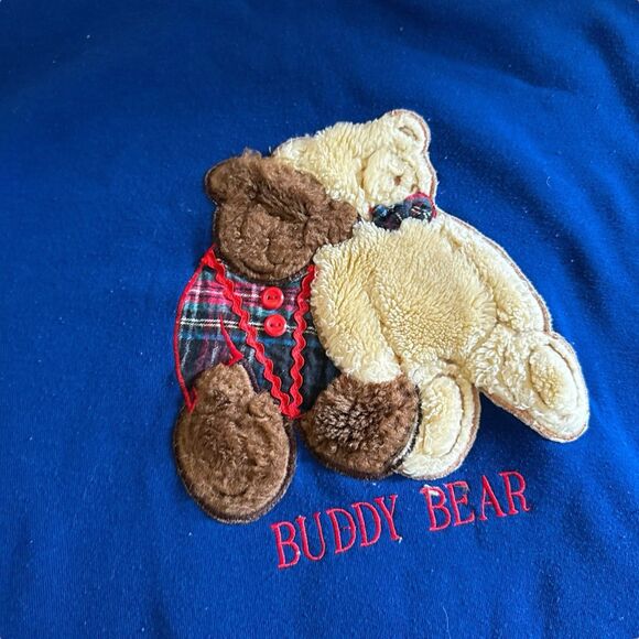 Vintage‎ 90s Night Gear Sweatshirt Nightgown One Sz Teddy Buddy Bear Plaid Comfy - Picture 6 of 12